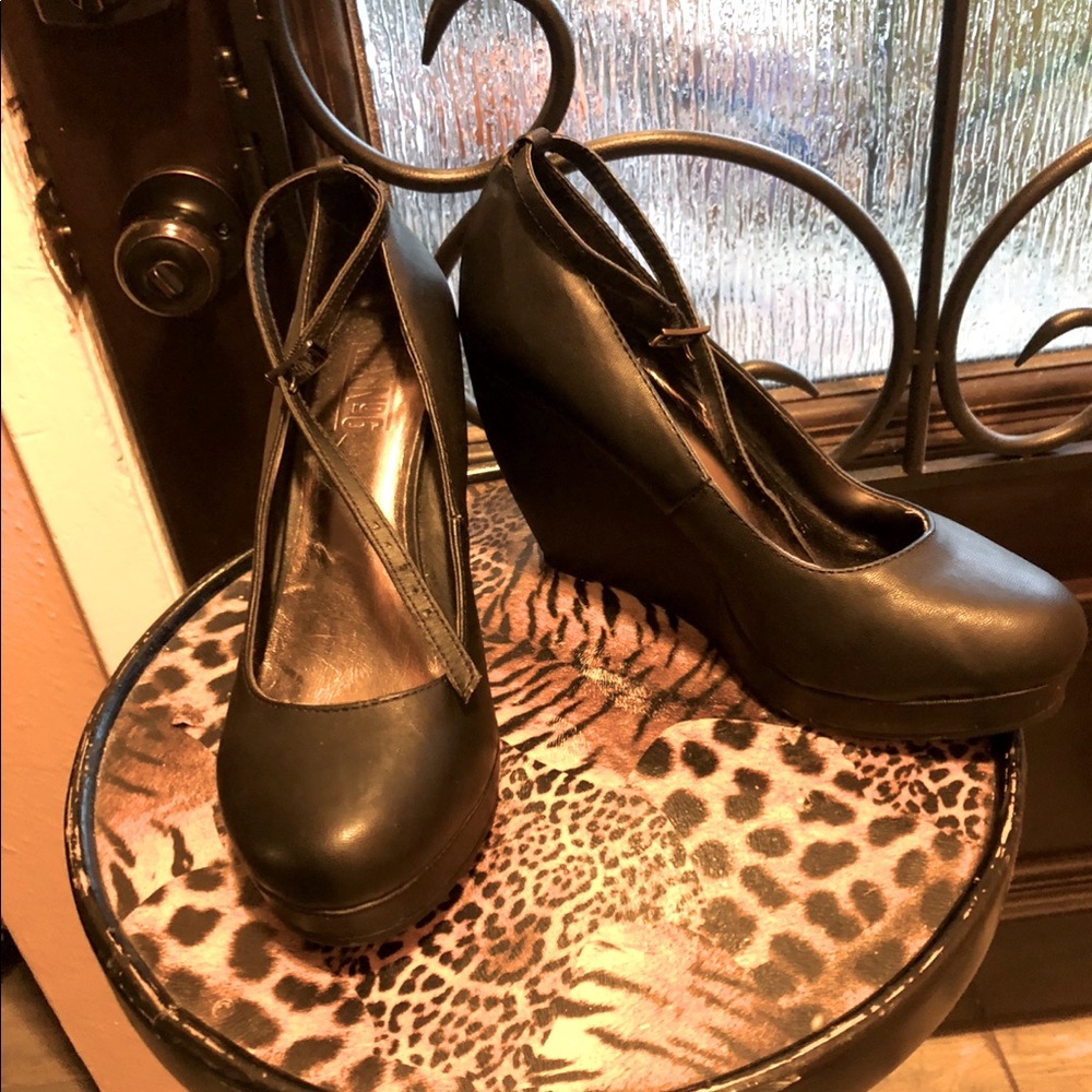 Beautiful black high heel wedges